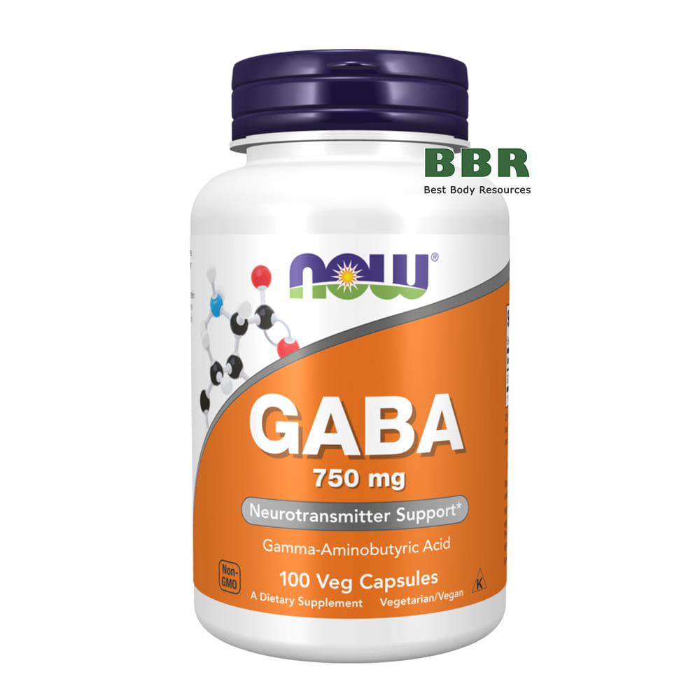 GABA 750mg 100 Caps, NOW Foods
