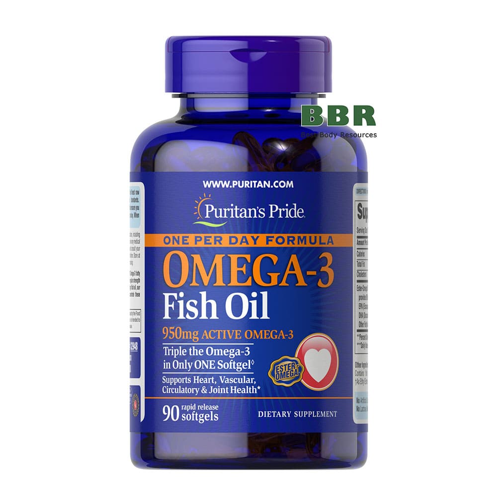 One Per Day Fish Oil 950mg Active Omega 3 90 Softgels, Puritans Pride