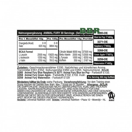 Animal Fury 490g, Universal Nutrition