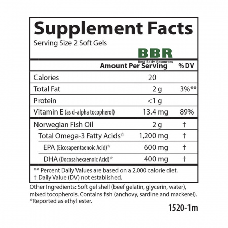 Wild Caught Super Omega 3 1200mg 100 Softgels, Carlson