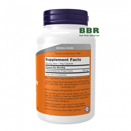 L-Phenylalanine 500mg 120 Veg Caps, NOW Foods
