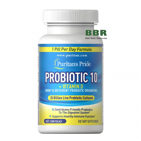 Probiotic 10 20 Billions plus Vitamin D3 60 Caps, Puritans Pride Probiotic 10 20 Billions plus Vitamin D3 60 Caps, Puritans Pride