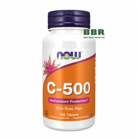Vitamin C-500 With Rose Hips 100 Tabs, NOW Foods