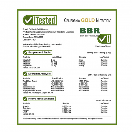 SuperGreens Antioxidant 171g, California GOLD Nutrition SuperGreens Antioxidant 171g, California GOLD Nutrition