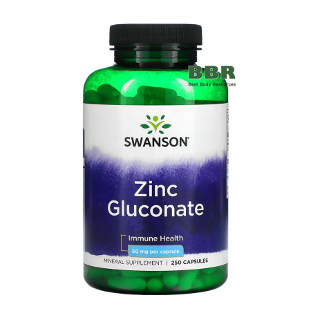 Zinc Gluconate 50mg 250 Caps, Swanson