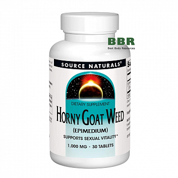 Horny Goat Weed Extract 1000mg 30 Tabs, Source Naturals