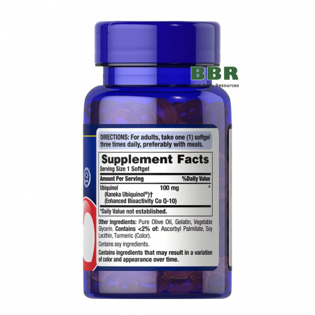 Ubiquinol CoQ10 100mg 60 Softgels, Puritans Pride