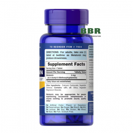 Melatonin 3mg 240 Tabs, Puritans Pride