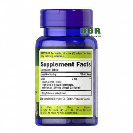 Garlic Oil 1000mg 100 Softgels, Puritans Pride