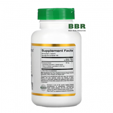 Echinacea Herb Extract 80mg 180 Caps, California GOLD Nutrition