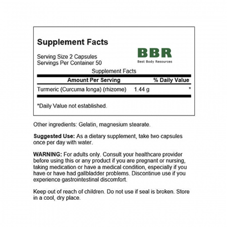 Turmeric 720mg 100 Caps, Swanson