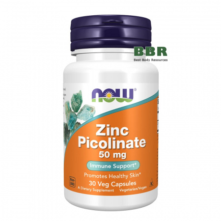 Zinc Picolinate 50mg 30 Veg Caps, NOW Foods