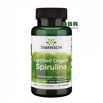 Certified Organic Spirulina 500mg 180 Tabs, Swanson