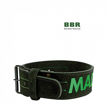 Пояс атлетический MFB-301 Full Leather Black Green, MadMax