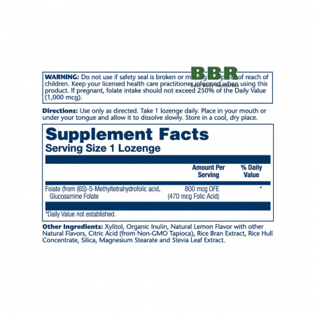 Methyl Folate 800mcg 60 Lozenges, Solaray