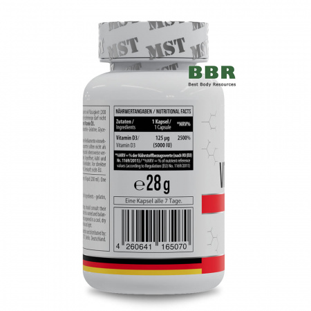 Vitamin D3 5000iu 120 Softgels, MST