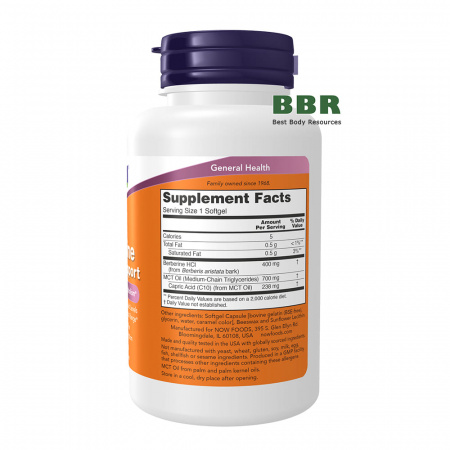 Berberine Glucose Support 400mg 90 Softgels, NOW Foods