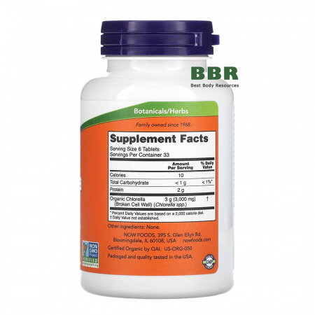 Chlorella 500mg 200 Tab, NOW Foods