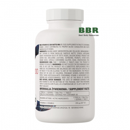 Vitamin K2 200 NATTO MK-7 90 Tabs, OstroVit