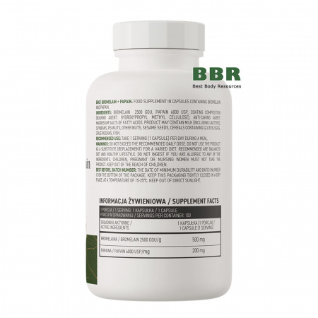 Bromelain + Papain 100 Caps, OstroVit