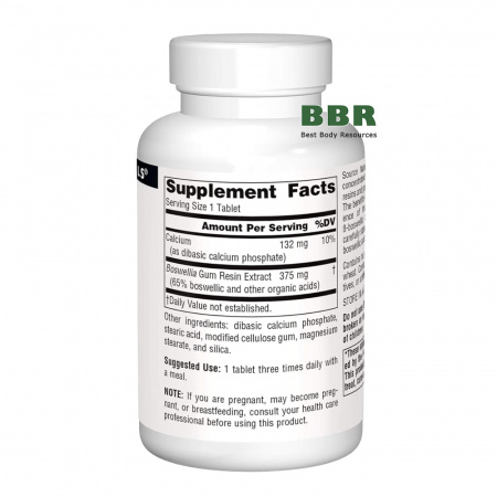 Boswellia Extract 375mg 100 Tabs, Source Naturals