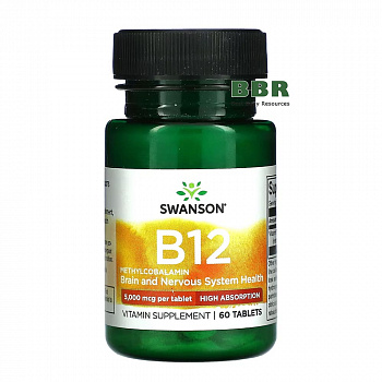 Vitamin B12 5000mcg 60 Tabs, Swanson