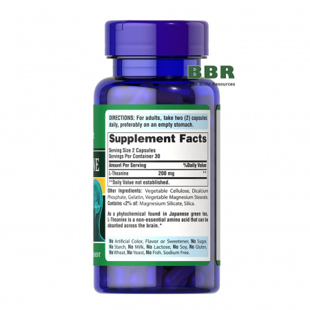 L-Theanine 200mg Per Serving 60 Caps, Puritans Pride