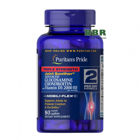 Triple Strength Glucosamine Chondroitin with Vitamin D3 80 Tabs, Puritans Pride