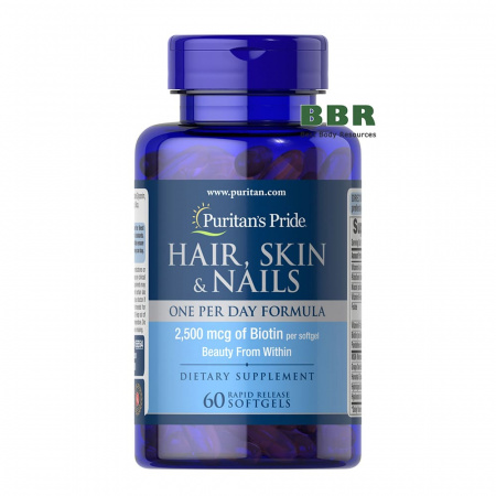 Hair, Skin & Nails One Per Day Formula 60 Softgels, Puritans Pride