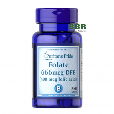 Folate 666mcg DFE 250 Tabs, Puritans Pride