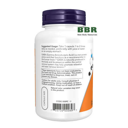 GABA 750mg 100 Caps, NOW Foods