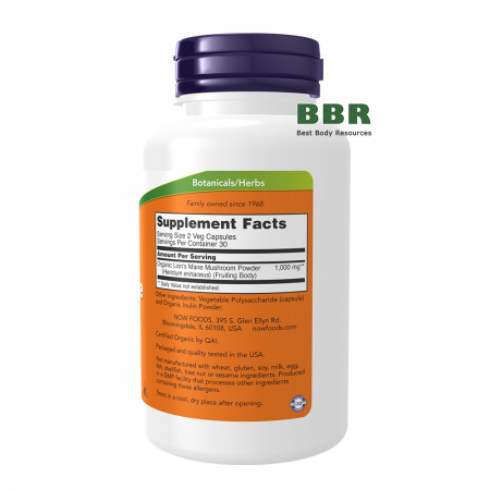 Lions Mane 500mg 60 Veg Caps, NOW Foods