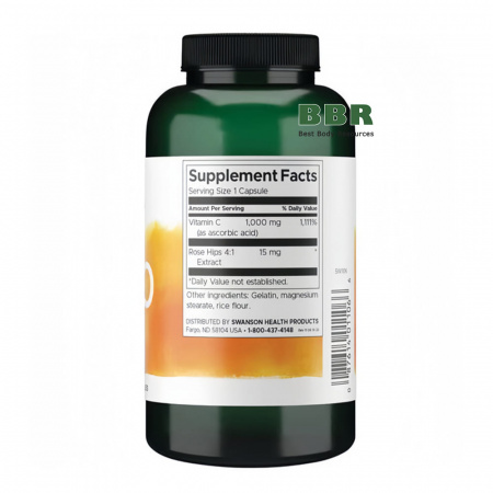 Vitamin C 1000mg with Rose Hips 250 Caps, Swanson
