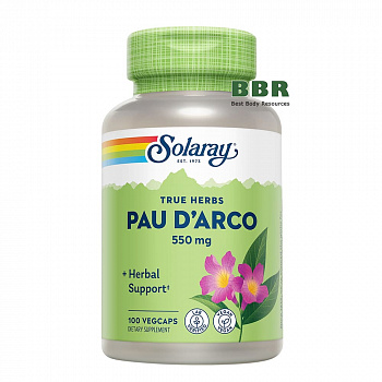 Pau D'Arco 550mg 100 Veg Caps, Solaray