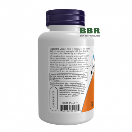 L-Tryptophan 500mg 120 Veg Caps, NOW Foods