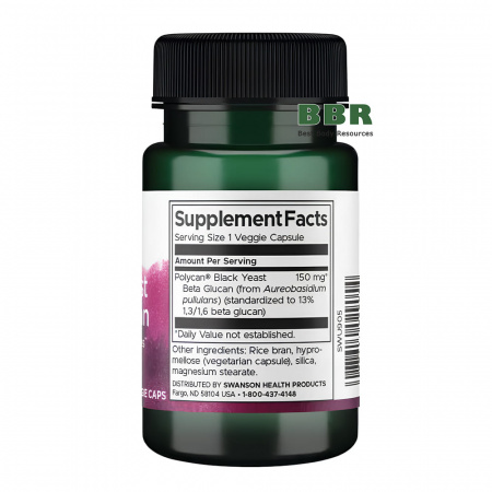Black Yeast Beta Glucan 150mg 30 Veg Caps, Swanson