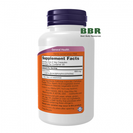 Alpha GPC 300mg 60 Veg Caps, NOW Foods