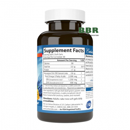 Wild Norwegian Maximum Omega 2000 60 Softgels, Carlson