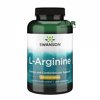 L-Arginine 500mg 200 Caps, Swanson