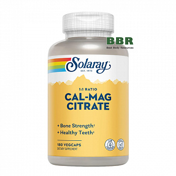 Cal-Mag Citrate 180 Veg Caps, Solaray