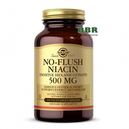 No-Flush Niacin 500mg 100 Veg Caps, Solgar