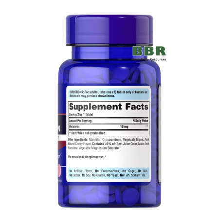 Quick Dissolve Melatonin 10mg Strawberry 90 Tabs, Puritans Pride