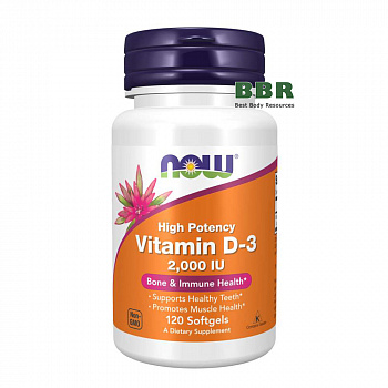 Vitamin D-3 2000iu 120 Softgels, NOW Foods