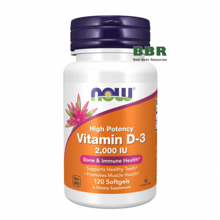 Vitamin D-3 2000iu 120 Softgels, NOW Foods