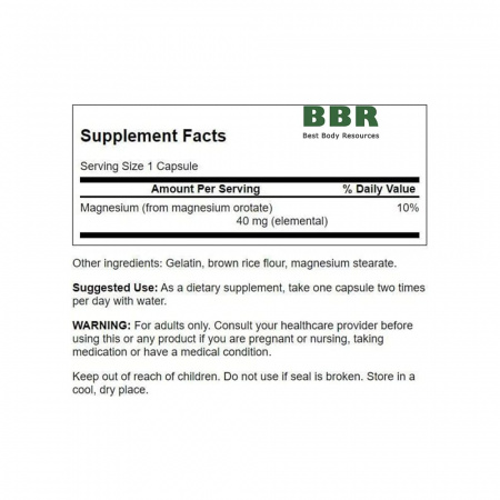 Magnesium Orotate 654mg 60 Caps, Swanson