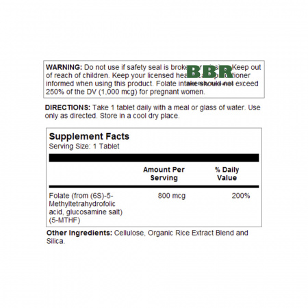 Methyl Folate 800mcg 90 Tabs, KAL
