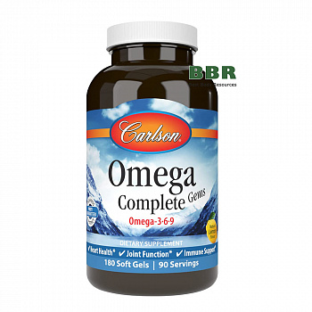 Omega 3 6 9 Complete Gems 180 Softgels, Carlson
