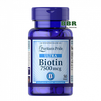 Ultra Biotin 7500mcg 50 Tabs, Puritan`s Pride