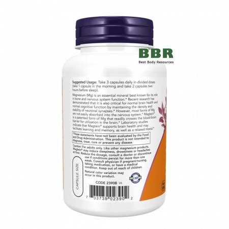 Magtein Magnesium L-Threonate 90 Veg Caps, NOW Foods