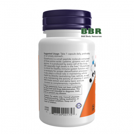 Glutathione 500mg 60 Veg Caps, NOW Foods